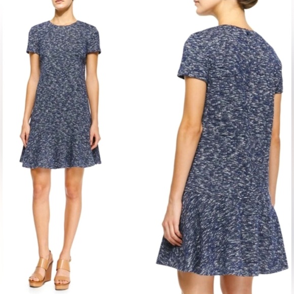 Tory Burch Marguerite Dress Size Small Blue Stretchy Short Sleeve - Picture 1 of 7
